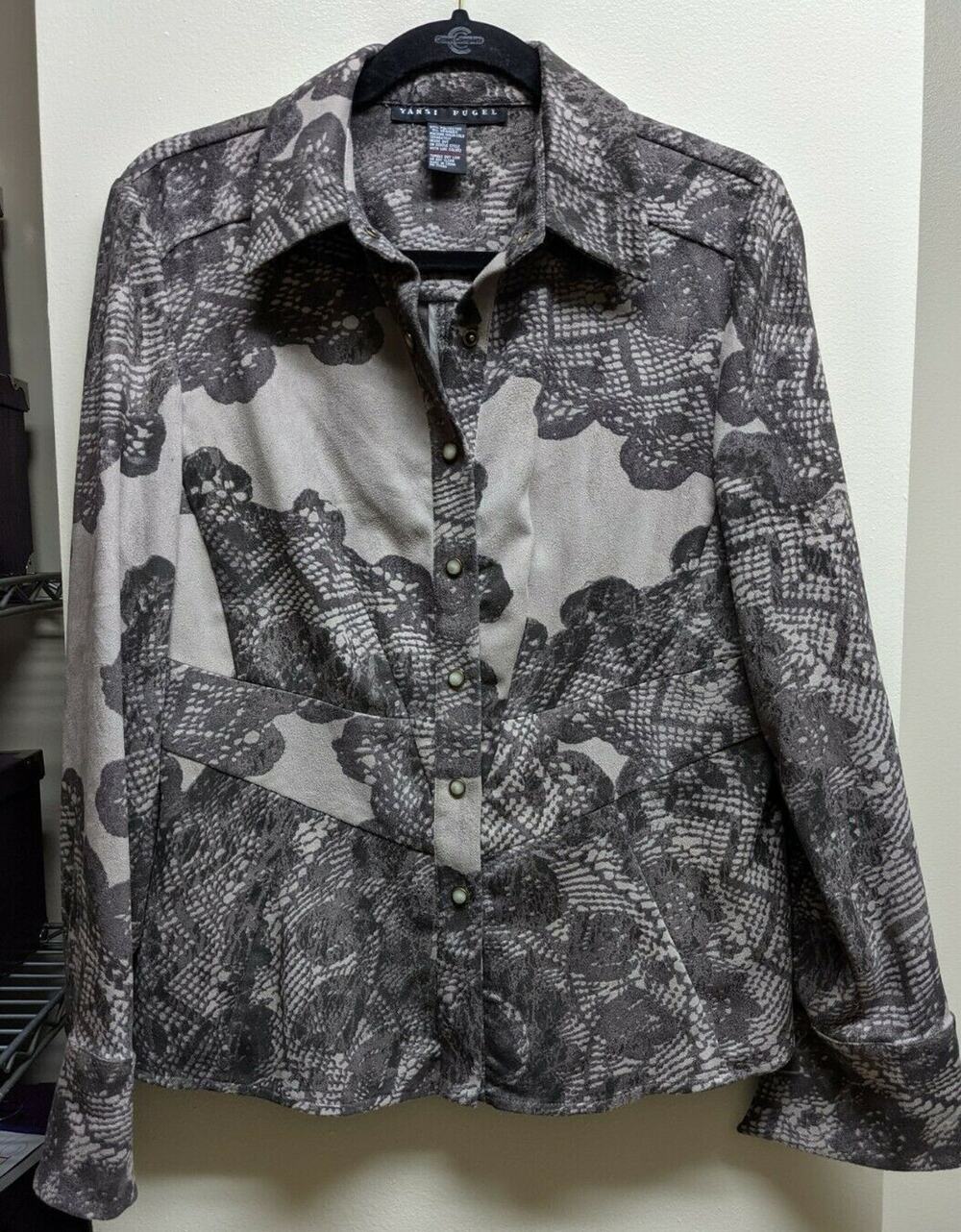 Yansi Fugel Snap Shirt Suede like Sz M